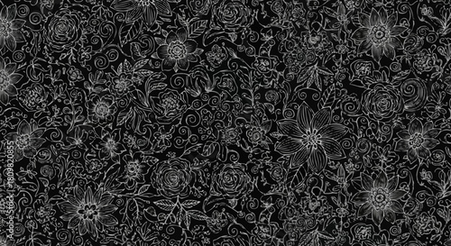 Intricate Abstract Pattern with Floral and Geometric Elements.