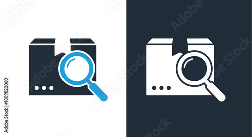Magnifying glass icons on a dark background - Vector icon symbol for website - Icon vector - Blue icon vector - Line and glyph solid icon and logo template