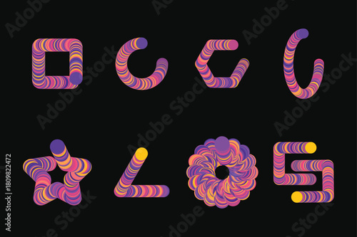 Colorful Abstract Geometric Swirl Shapes Vector Set - Modern Design Elements and Art Graphics