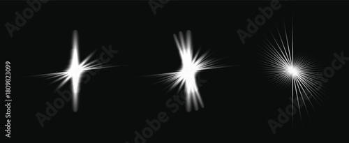 Vector Lens Flare and Light Streak Effects Set - Star Glow and Cinematic Overlay Graphics