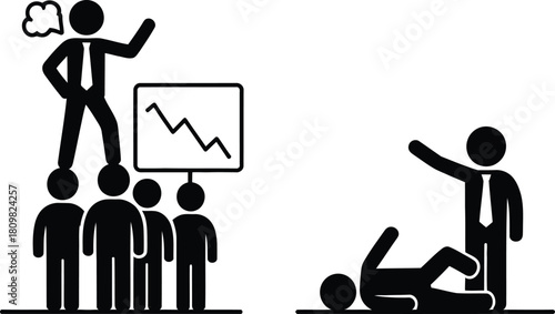 Leadership challenges, business decline, and project failure concept