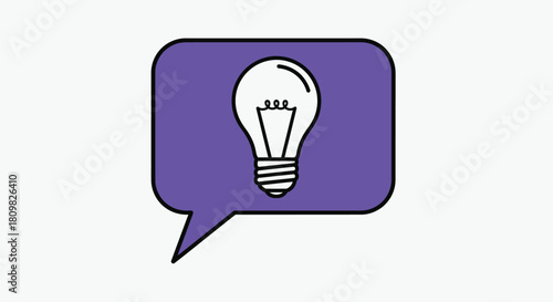 Light bulb in speech bubble icon representing new ideas, innovation, solution, and creative thinking