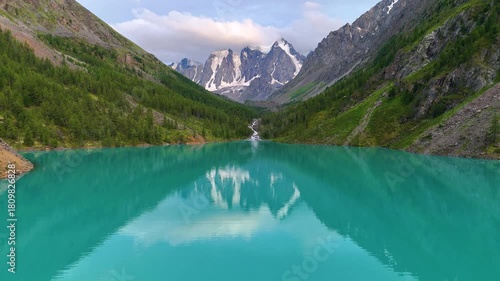 Wallpaper Mural Shavlinskoye Lake is a turquoise-colored mountain lake in the Altai Mountains in summer, view from drone Torontodigital.ca