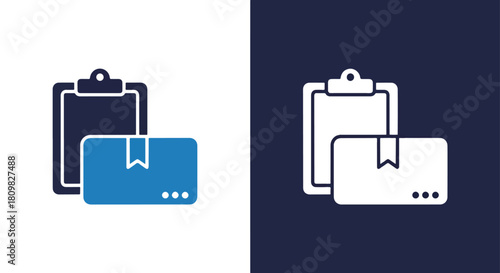Clipboard with document and message icons - Vector icon symbol for website - Icon vector - Blue icon vector - Line and glyph solid icon and logo template