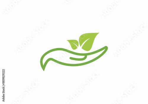 hand leaf icon illustration growth place logo vector