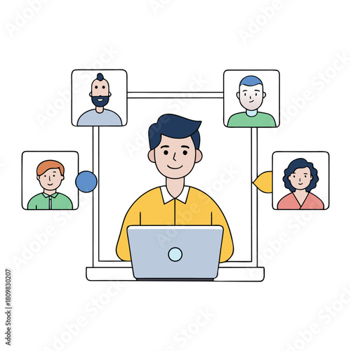 A virtual meeting where faces shine on screens, voices connect across distances, and ideas flow seamlessly in a shared digital space, keeping everyone engaged and in sync.
