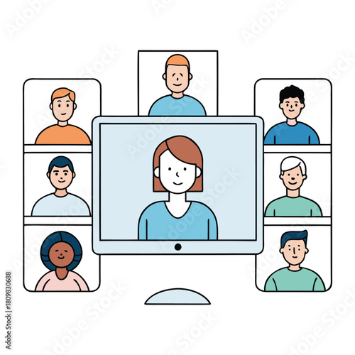 A virtual meeting where faces shine on screens, voices connect across distances, and ideas flow seamlessly in a shared digital space, keeping everyone engaged and in sync.
