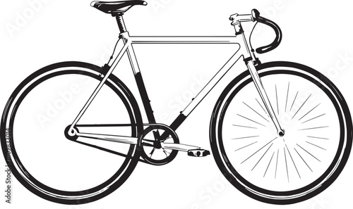 Minimalist Black Bicycle 2D Vector Line Art Design