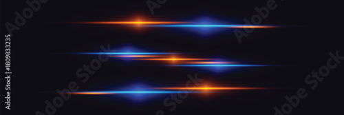 Abstract light lines of blue and red effect.
