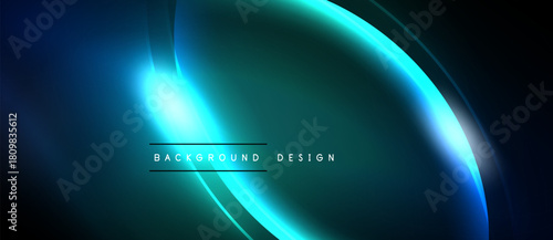 Abstract blue background. Glowing lines create dynamic, modern design. Dark shades dominate with bright central focus.