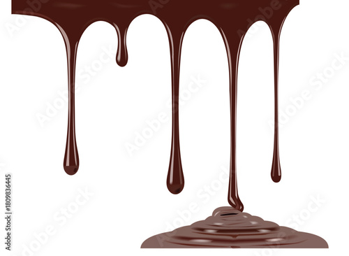 Chocolate dripping isolated on a white background, a sweet temptation