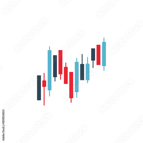 Financial Candlestick Chart with Rising Trend, Isolated