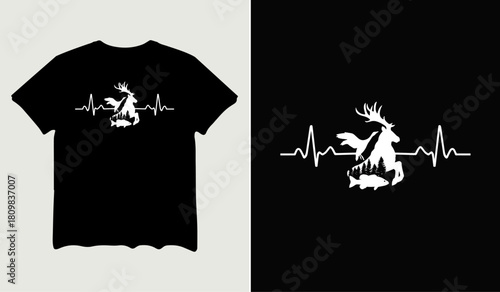 Heartbeat Hunting t-shirt design for t-shirt quotes or poster svg printable cut file