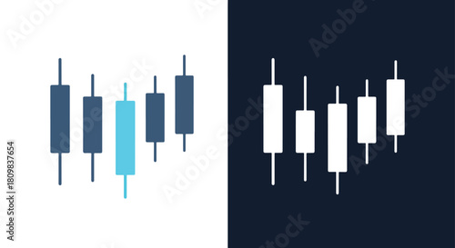 Candlestick chart with bullish and bearish trends - Vector icon symbol for website - Icon vector - Blue icon vector - Line and glyph solid icon and logo template