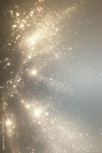 A mesmerizing, abstract background of glowing golden particles and star-like lights swirling against a soft, gradient backdrop, creating a magical, ethereal, and celestial atmosphere with a sense of d