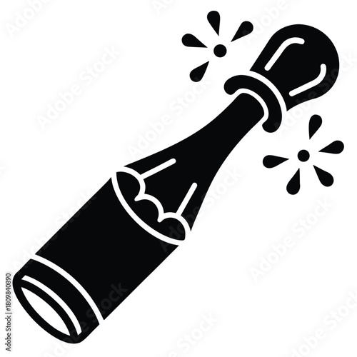 champagne cork popping vector icon
