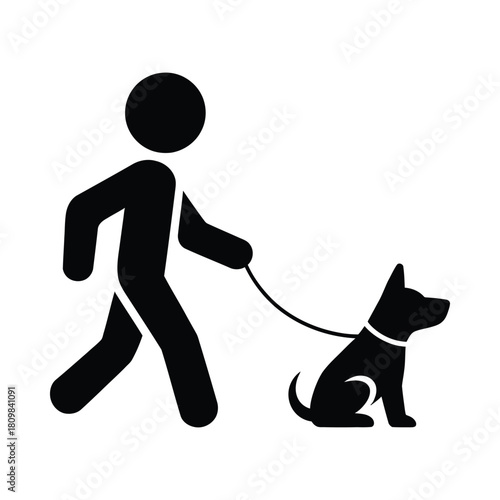 Person walking a dog on a leash silhouette icon