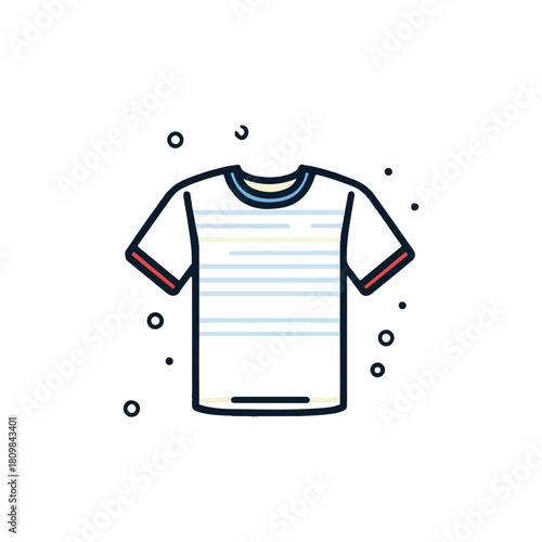 Striped T-Shirt Icon with Scattered Dots on White
