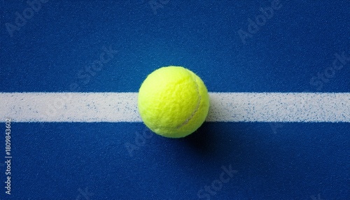 r sport concept with padel tennis ball on white line on padel tennis court blue color flat lay top view copy space close up