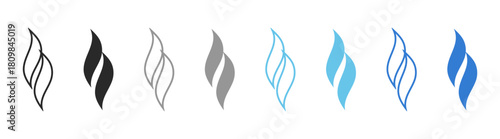 Smoke and Steam Icon Set with Aroma, Heat, Fume, and Fragrance Symbols on Transparent Background