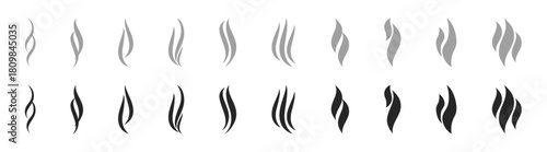 Smoke and Steam Icon Set with Aroma, Heat, Fire, and Vapour Symbols on Transparent Background