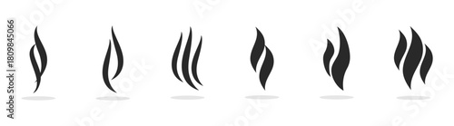 Smoke and Steam Icon Set with Hot Aroma, Heat, Fume, and Fragrance Symbols on Transparent Background