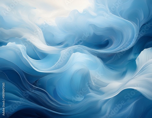 abstract flowing water or cloud like formations in shades of blue and white with a soft and dreamy appearance
