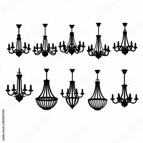 Elegant Chandelier Silhouettes - A Collection of Lighting Fixtures.