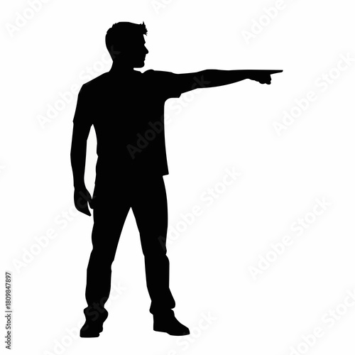 Silhouette of a man pointing to the right side.