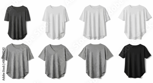 Collection of various colored t shirts displayed in a studio setting.