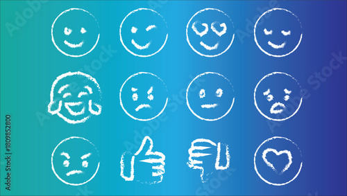 Emoji set brush art vector.