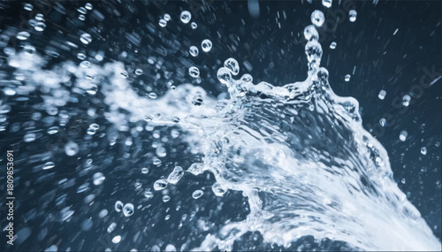 An illustration of a multitude of water splashes and droplets frozen in motion. Vector graphics. EPS.
