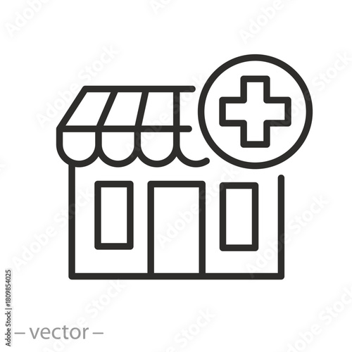 Drugstore Icon Vector Pharmacy Line Illustration