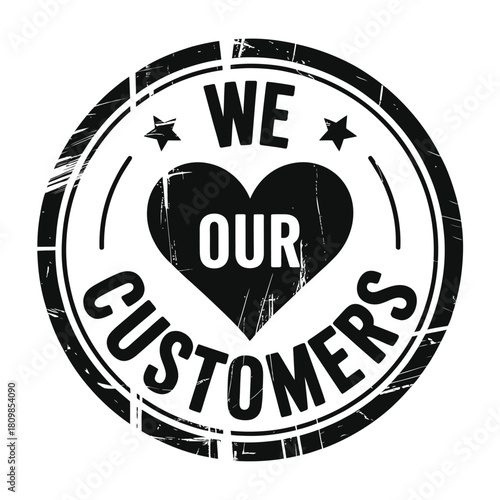We love our customers heart stamp emblem