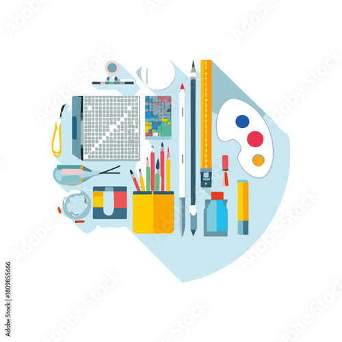 Creative Tools Flat Lay Design and Art Supplies