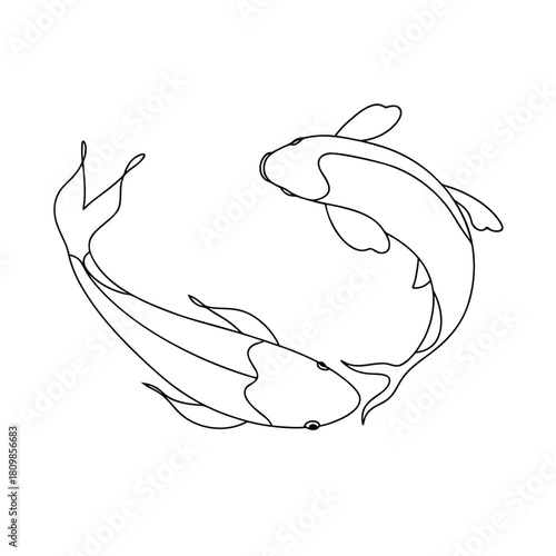 Two Koi Fish Forming a Yin Yang Symbol Keywords: koi, fish, yin yang, symbol, water, aquatic