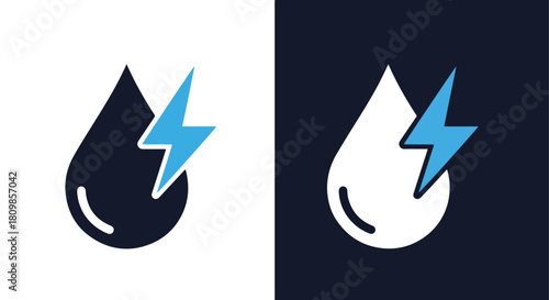 Two lightning bolt icons in dark and light - Vector icon symbol for website - Icon vector - Blue icon vector - Line and glyph solid icon and logo template