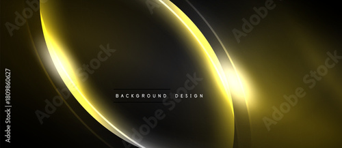 Abstract golden lines over black background. Modern design, smooth curves, elegant presentation. Minimalist aesthetic, dynamic composition.