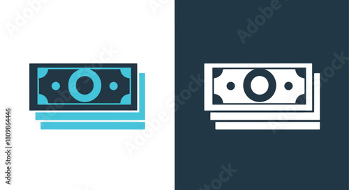 Money and digital currency icons - Vector icon symbol for website - Icon vector - Blue icon vector - Line and glyph solid icon and logo template