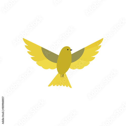 Flying Yellow Bird Simple, Clean, Vector Design