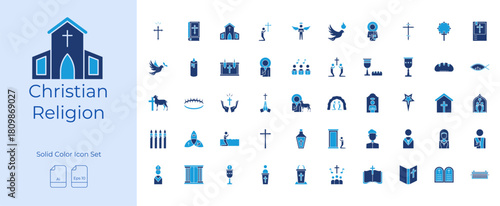 Christian Religion Solid Color Editable Icon Set