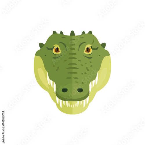 Friendly Alligator Face Cartoon Illustration on White Background