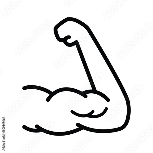 Outline Muscular Arm Vector Illustration Icon for Fitness and Strength Design