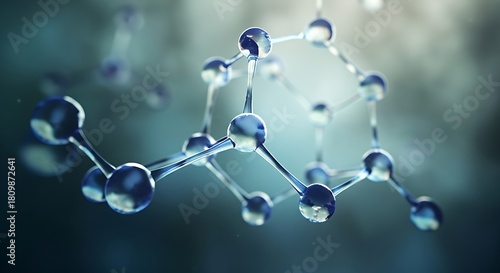 Fototapeta Naklejka Na Ścianę i Meble -  Abstract 3d molecular structure with glowing nodes and connections