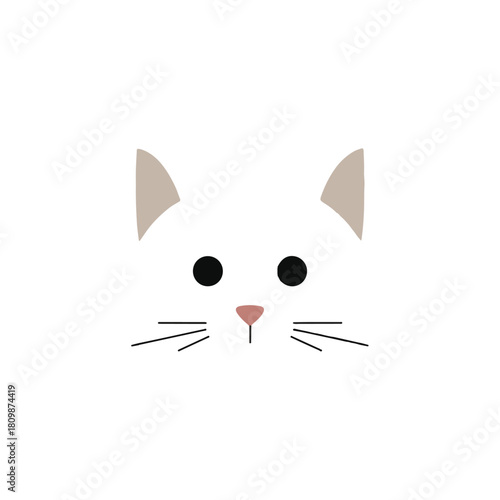 Minimalist Cat Face Simple, Adorable, and Playful Design