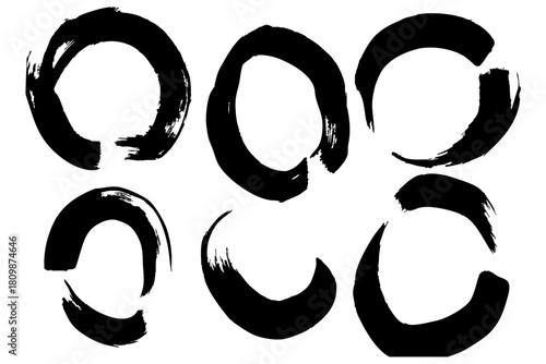 和風素材　筆で描かれた線のイラストセット　ベクター