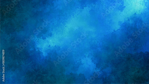 Deep Abstract Blue Watercolor Texture Background, Glowing Cyan Underwater Abyss & Ice. Ethereal Smoke, Navy Vignette & Grunge Gradient Wallpaper for Digital Art, Web Design & Graphic Projects