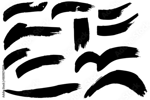 和風素材　筆で描かれた線のイラストセット　ベクター