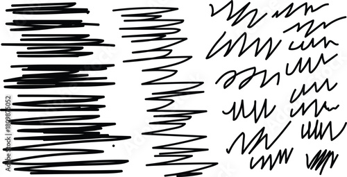 Hand drawn scribble lines set doodle style vector illustration on white