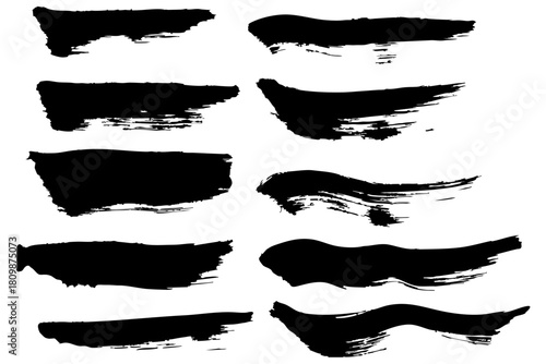 和風素材　筆で描かれた線のイラストセット　ベクター